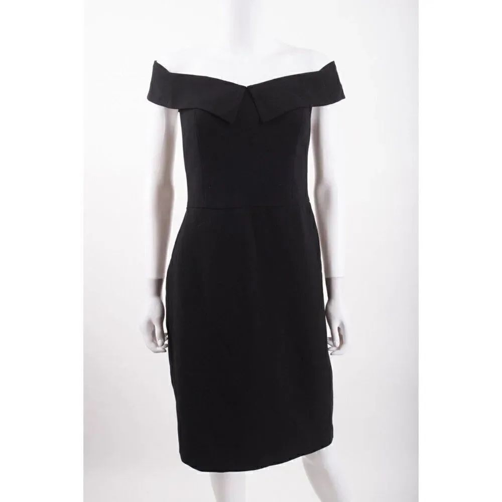 Trina Turk Womens Vivacious Black Sheath Dress Sz 8 Off the Shoulder NWT